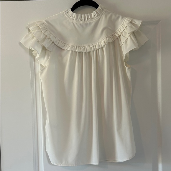 CK Bradley Elegant Ivory Ruffled Blouse M - Picture 4 of 5